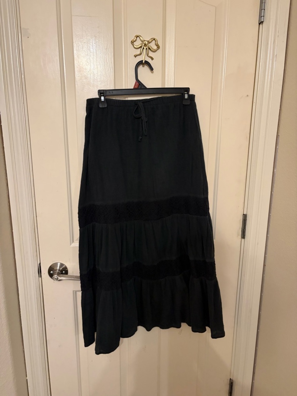 Notations Black Tiered Maxi Skirt with Drawstring